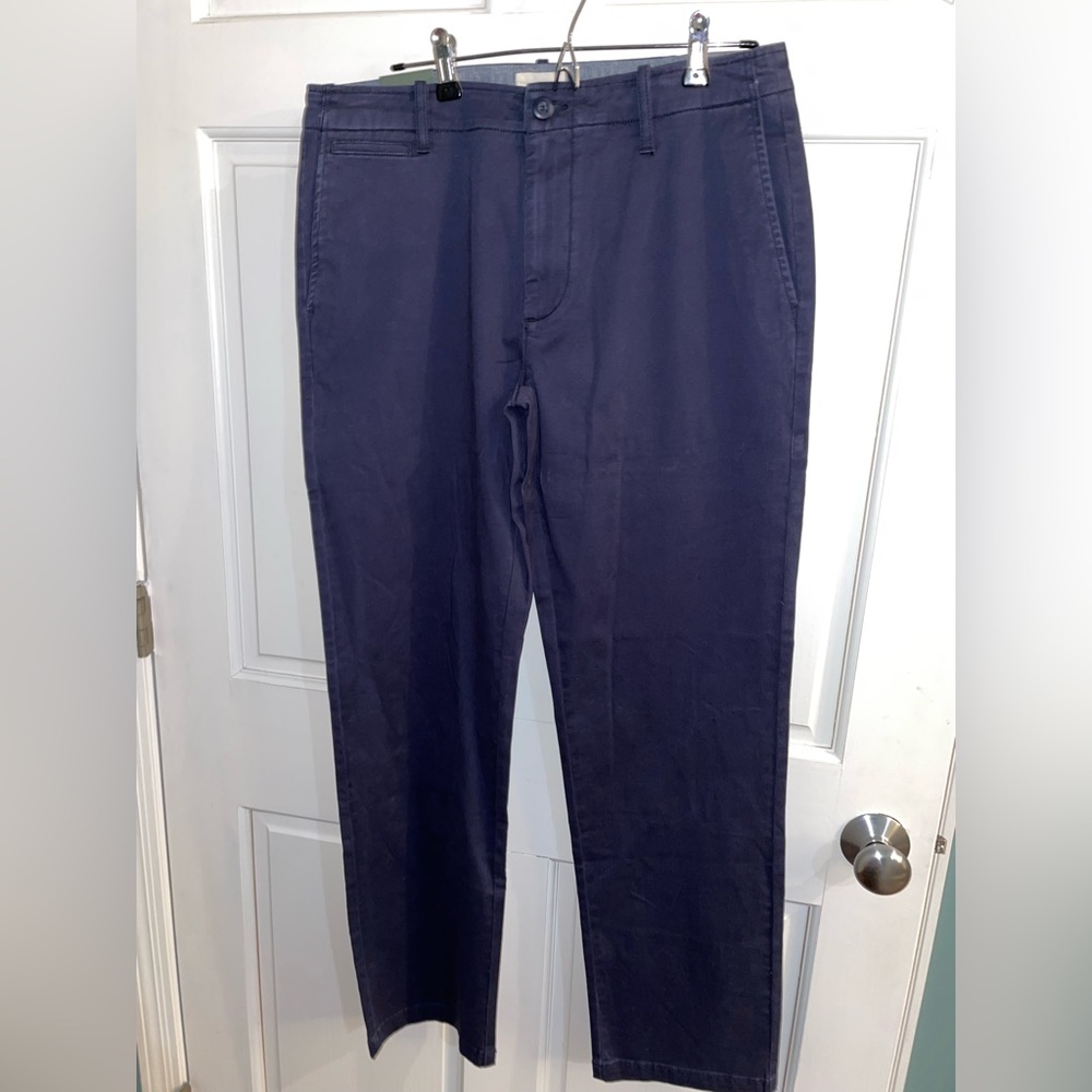 Men’s navy chinos by Mutual Weave